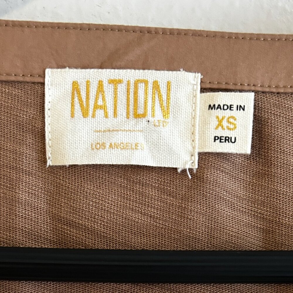 Nation Los Angeles Camel/Tan V-Neck Cotton Henley Top SZ XS - Picture 5 of 7